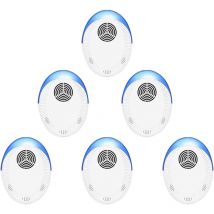 Lot de 6 répulsifs rongeurs et insectes, répulsif à ultrasons, non toxique, sans odeur, très efficace, puissant, blanc