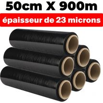 Europalamp - lote de 6 rollos de película elástica negra opaca 50 cm x 900 m y 23 micras de espesor μ
