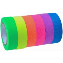 Lot de 6 rubans fluorescents 6 couleurs, ruban néon réactif à la lumière noire uv pour décoration de fête