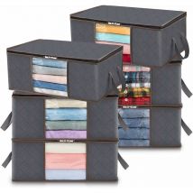 Lot de 6 Sac de Rangement Vetement 35L, Boîte de Rangement Sous lit Pliable, Housse Rangement Couette Organisateur de Placard, Fenêtre Transparente