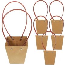 Lot de 6 sacs cadeaux en papier kraft avec poignée pour bouquets de fleurs, sacs pour arrangements floraux, paniers cadeaux
