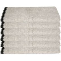 Lot de 6 Serviettes de toilette en Coton Beige Lin tissu éponge 50 x 90 cm - Atmosphera