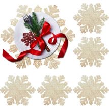 Lot de 6 sets de table en forme de flocon de neige en pvc - Set de table creux en forme de flocon de neige pour Noël, anniversaire, banquet de