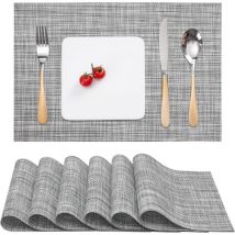 Lot de 6 Sets de Tables Lavables Set de Table Résistants Chaleur Antidérapants pour Table de Cuisine et Restaurants - Noir Blanc