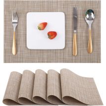Lot de 6 Sets de Tables Lavables Set de Table Résistants Chaleur Antidérapants pour Table de Cuisine et Restaurants - Beige