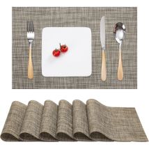 Lot de 6 Sets de Tables Lavables Set de Table Résistants Chaleur Antidérapants pour Table de Cuisine et Restaurants - Gris Or