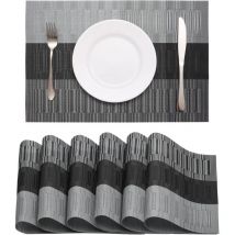 Lot de 6 Sets de Table Anti-Glissant en pvc Lavable Résiste à la Chaleur Antidérapant Tapis de Table(45x30cm) Napperons pour Cuisine, Salon, Jardin