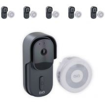 Dio Connected Home - Lot de 6 sonnettes connectées photo/audio - IP65 - portée 150m - Noir - Chacon