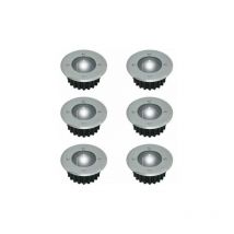 Lot de 6 spots led solaires encastrables au sol - Diamètre : 85 mm- Ronds - Extérieur résistant au piétement - Façade en acier inoxydable