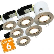 Eclairage Design - Lot de 6 Spots orientable acier brossé bbc RT2012 + Ampoules GU10