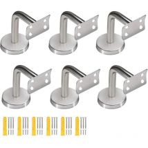 Lot de 6 supports de main courante en acier inoxydable, supports de main courante incurvés pour rails ronds, supports de garde-corps d'escalier,