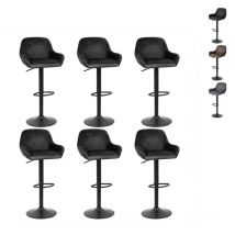 Wyctin - Hofuton Tabouret de Bar Velours Lot de 6, Hauteur Réglable, pour Bar, Comptoir ou Cuisine, Noir