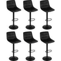 Dazhom - Lot de 6 Tabouret de Bar en Velours Hauteur Réglable Pivotant pour Bar/Cuisine Noir