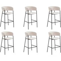 Lot de 6 tabourets de bar bold en velours côtelé avec pieds noirs - Beige