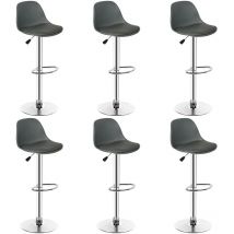 Dyhf - Lot de 6 Tabourets de bar rembourrés en pu Gris