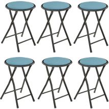 Toilinux - Lot de 6 Tabourets pliants avec effet velours