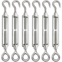 Lot de 6 tendeurs de fil - Tendeurs à crochets - Tendeurs en acier inoxydable - Pour une utilisation intensive (M5)