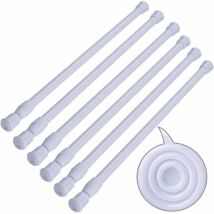 Lot de 6 tringles à rideaux extensibles sans perçage pour armoire de cuisine de salle de bain (blanc, 30-50 cm)
