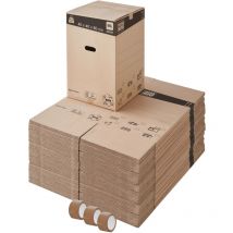Pack And Move - Lot de 60 cartons déménagement hauts et renforcés - 96L, charge max 25kg - made in France + 3 adhésifs offerts