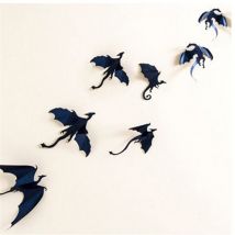 Lot de 7 autocollants muraux 3D en forme de dragon gothique inspirés du papier peint dragon