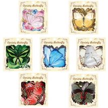 Lot de 7 autocollants papillons et libellules, autocollants décoratifs imperméables et colorés en pet, papillons, libellules et ailes pour