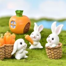 Lot de 7 figurines de lapin de Pâques, décorations de Pâques, 4,1 cm, en résine, pour table, jardinage, artisanat, animaux, micro paysage, décoration