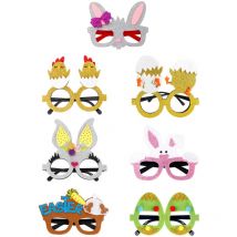 Yzmrbdqc - Lot de 7 lunettes de fête en forme d'animaux de Paques – Monture de lunettes pour enfants avec oreilles de lapin, ufs de poussin,