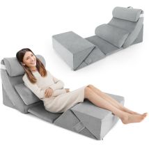 Lot de 7 Oreillers Compensés Mousse à Mémoire Appuie-tête Amovible Coussins de Lecture Post-Chirurgie Femme Enceinte Gris CW6568 Maison Chic