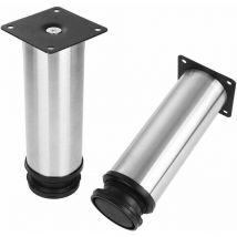 Lot de 8 ASelected Pieds de Meubles, Pied Cuisine Réglables ø 50 mm/Hauteur 150 mm Ronds Métal Acier Inoxydable Canapé Jambe Table Pieds