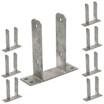 Suinga - Lot de 8 Base en u pour poteau en bois de 7 cm Ancrage Metálica u Support de poteau en bois 16x20x7,1 cm