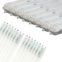 Arum Lighting - Lot de 8 boîtiers 150 cm + 16 tubes 150 cm (réglette pour garage, cave...) Blanc froid 6000K