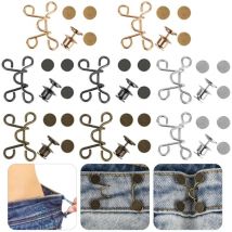 Lot de 8 boucles de taille réglables sans clous - Aiguilles à boutons en jean - Pour pantalon - Pour serrer le pantalon - Boutons de taille réglables