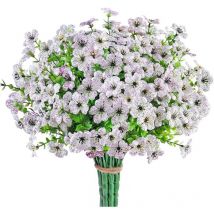 Lot de 8 bouquets de fleurs artificielles d'extérieur pour la Saint-Valentin, fausses fleurs réalistes, arbustes verts, fausses fleurs, bouquet de