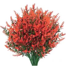 Lot de 8 bouquets de lavande artificielle d'extérieur, arbustes résistants aux uv, feuillage synthétique en plastique anti-décoloration pour plantes