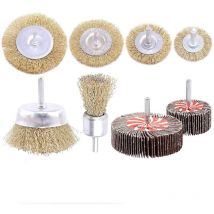 Lot de 8 brosses métalliques en fil de fer avec revêtement en laiton avec tige de 6 mm pour enlever la rouille, la corrosion et les surfaces de