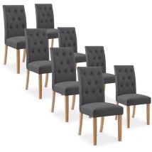 Intensedeco - Lot de 8 chaises capitonnées Gaya tissu gris