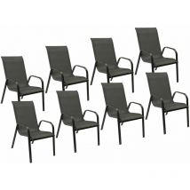 Lot de 8 chaises MARBELLA en textilène gris - aluminium gris anthracite