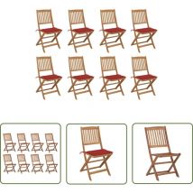 Kalisse - The Living Store Chaises pliables d'extérieur et coussins lot de 8 Bois d'acacia - Chaise De Jardin - Mobilier De Jardin - Terrasse