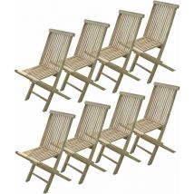 Lot de 8 chaises pliantes Jalang en teck brut