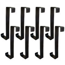 Lot de 8 crochets porte manteaux pour porte en fer galvanisé - Noir - Vivezen