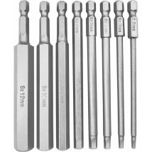 Lot De 8 Embouts Hexagonal Tournevis Bit Set, Embout De Vissage Magnetique 100Mm Long Hexagonal Tige Hexagonale De 1/4' - H2.5 À H12 Pour Tournevis