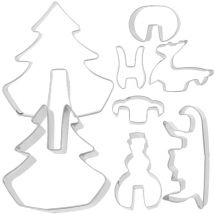 Lot de 8 emporte-pièces de Noël en acier inoxydable 3D pour biscuits, fournitures de fête