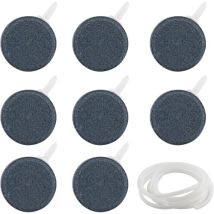 Lot de 8 pierres à air pour aquarium - Pierre à oxygène pour étangs - Diffuseur d'oxygène à bulles pour aquarium - Pompe à air nano - avec tube de