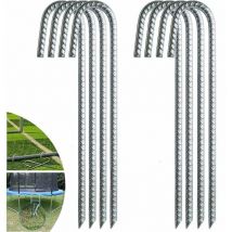Lot de 8 Piquets de Tente en Acier galvanisé,piquets de Fixation avec Crochet en J, 12 Pouces agrafes pour aménagement paysager, Trampoline auvent