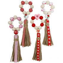 Lot de 8 ronds de serviette en perles de bois pour décoration de mariage, porte-serviettes en perles de bois, anneaux de serviette en bois, fermoirs