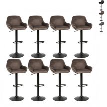 Hofuton 8Tabourets de Bar Chaises de Bar Hauteur Réglable Rotatif Hauteur Totale 86 - 106 cm Marron