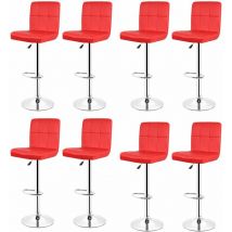 Sifree - lot de 8 Tabouret de bar en simili cuir avec dossier rouge