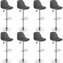 Bathrins - Lot de 8 Tabourets de bar rembourrés en pu Gris