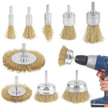 Lot de 9 Brosses Métalliques, Brosse Visseuse Meuleuse Circulaire avec Kit de Brosse pour Perceuse 1/4 pouce Meuleuse pour Visseuse Perceuse à
