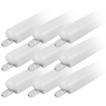 Lot de 9 Réglettes LED étanches 150cm 55W IP65 - 120 ° - Blanc neutre - 4000K